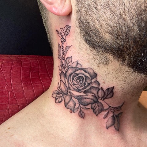 Rose Neck Tattoo