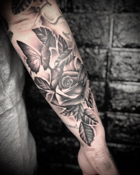 Rose and Butterfly Tattoo