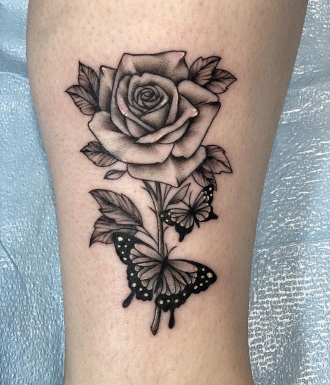 Rose and Butterfly Tattoo