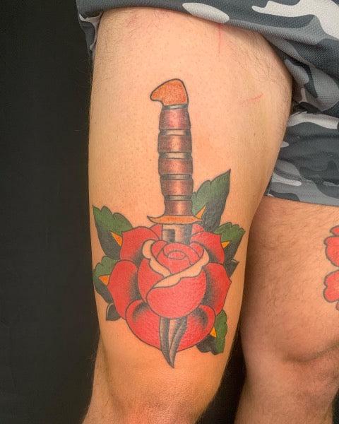 Rose and Dagger Tattoo