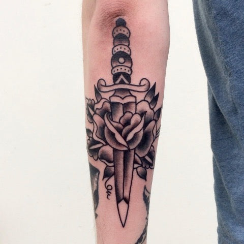 Rose and Dagger Tattoo