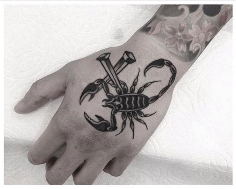 Scorpion Hand Tattoo