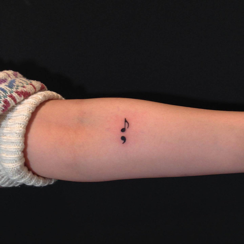 Semicolon music note tattoo