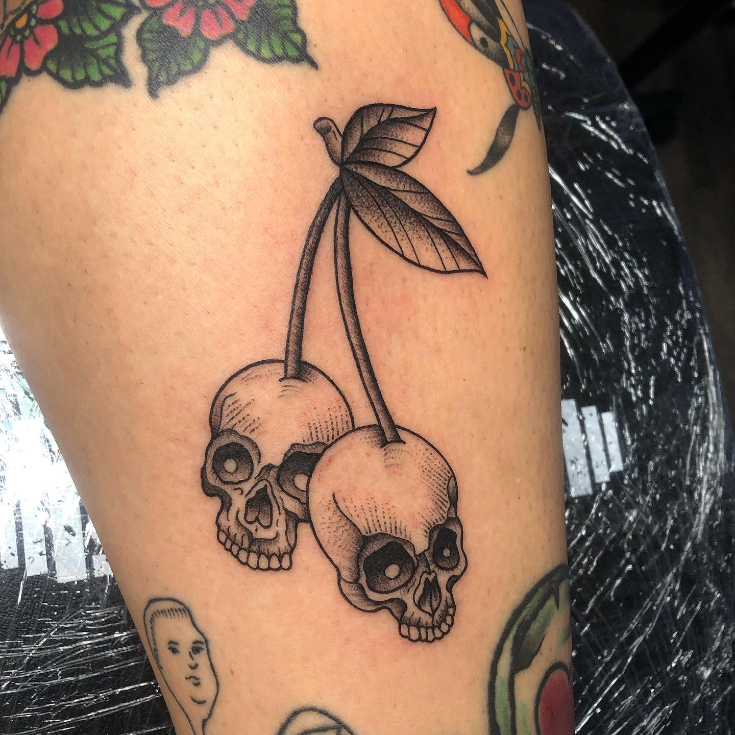 Skull and Cherry Tattoo