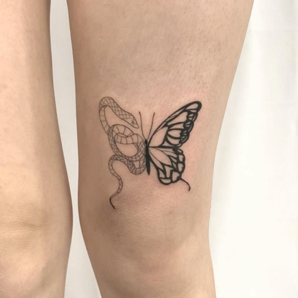 Snake & butterfly tattoo