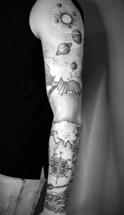 space sleeve tattoo