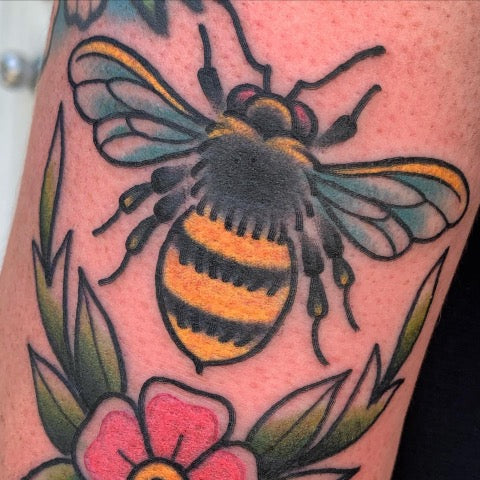 Neo-Traditional Bee Tattoo