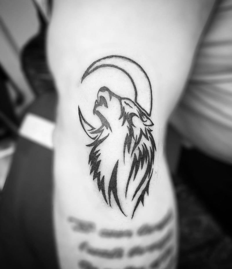 Wolf and Moon Tattoo