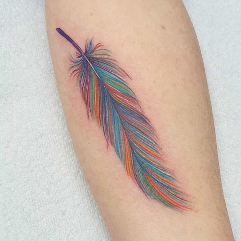 Watercolor Feather Tattoo