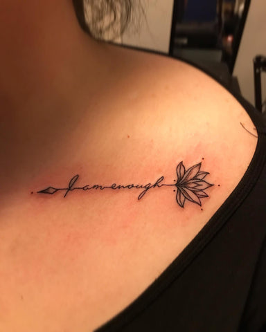 i am enough tattoo with flower