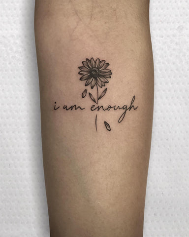 i am enough tattoo with sunflower