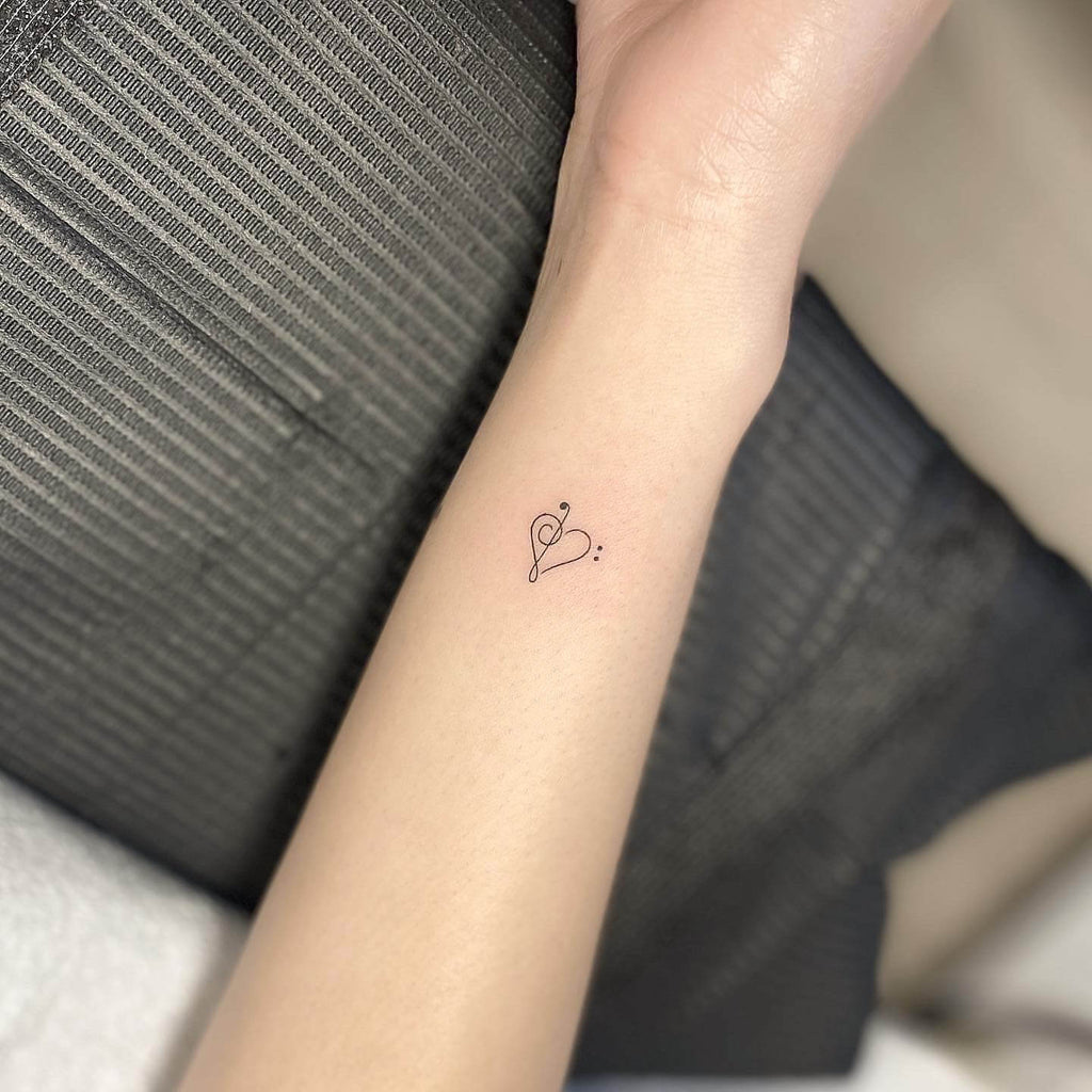 music note heart tattoo