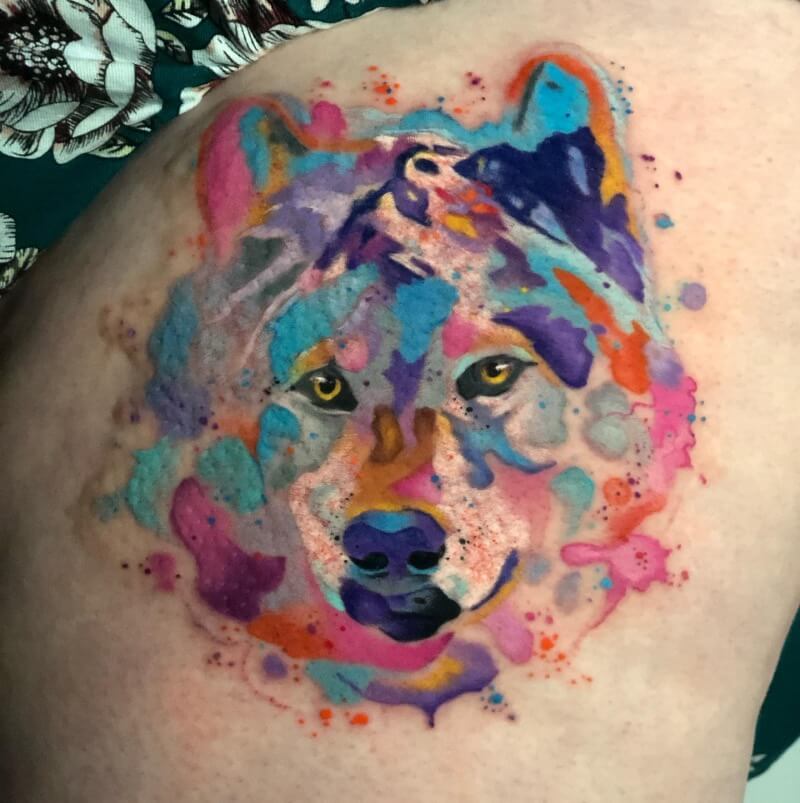 Watercolor Wolf Tattoo