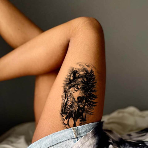 Lone Wolf in Forest Tattoo