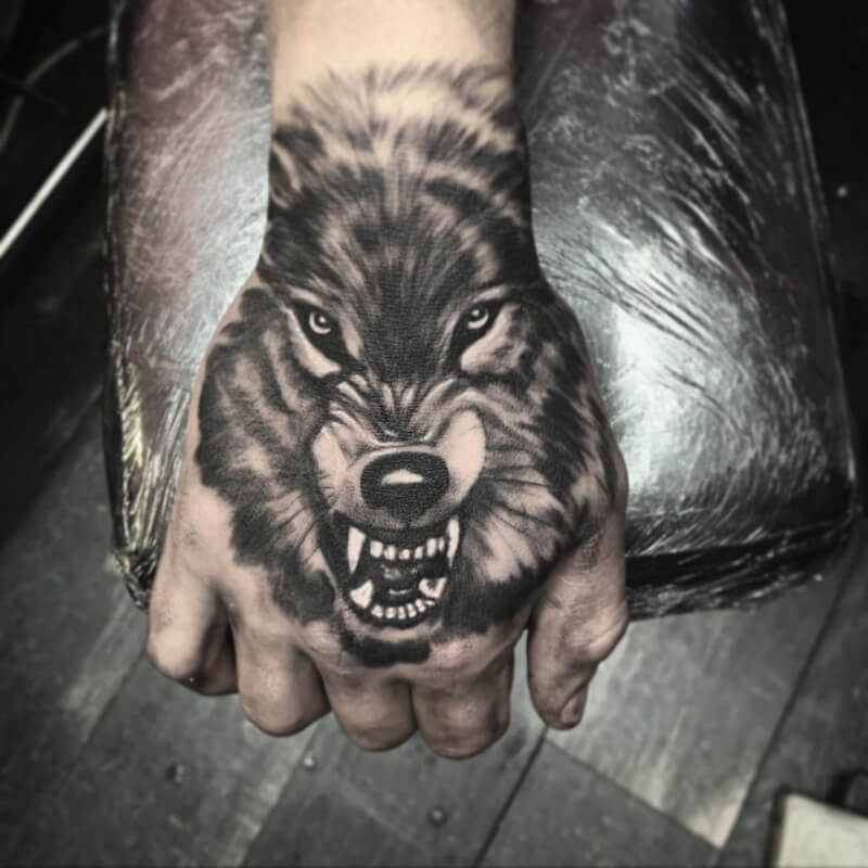 Wolf Hand Tattoo