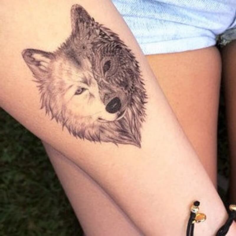 Wolf Thigh Tattoo