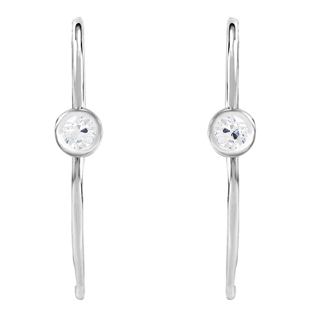 1 Ct Drop Earrings Solitaire Old Cut Diamonds Gold 14K