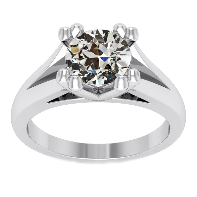 Old Miner Diamond 3 Carats Solitaire Ring Cathedral Setting Gold 14K