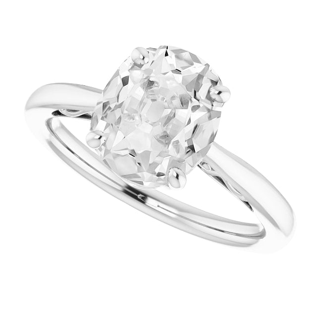 Oval Old Cut Diamond Filigree Solitaire Prong Set Ring 5 Carats