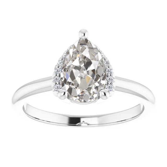 Pear Old Cut Engagement Diamond Ring 2.50 Carats