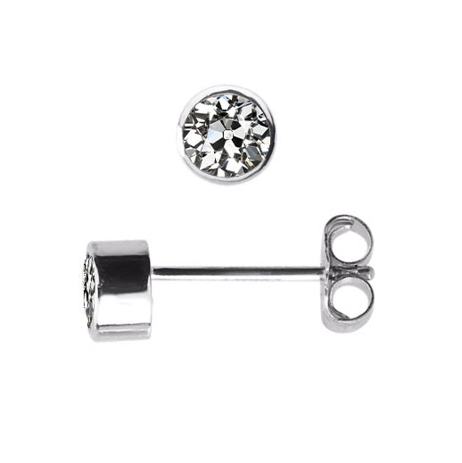 Round Diamond Old Miner Stud Earrings Bezel Set Jewelry 2 Carats