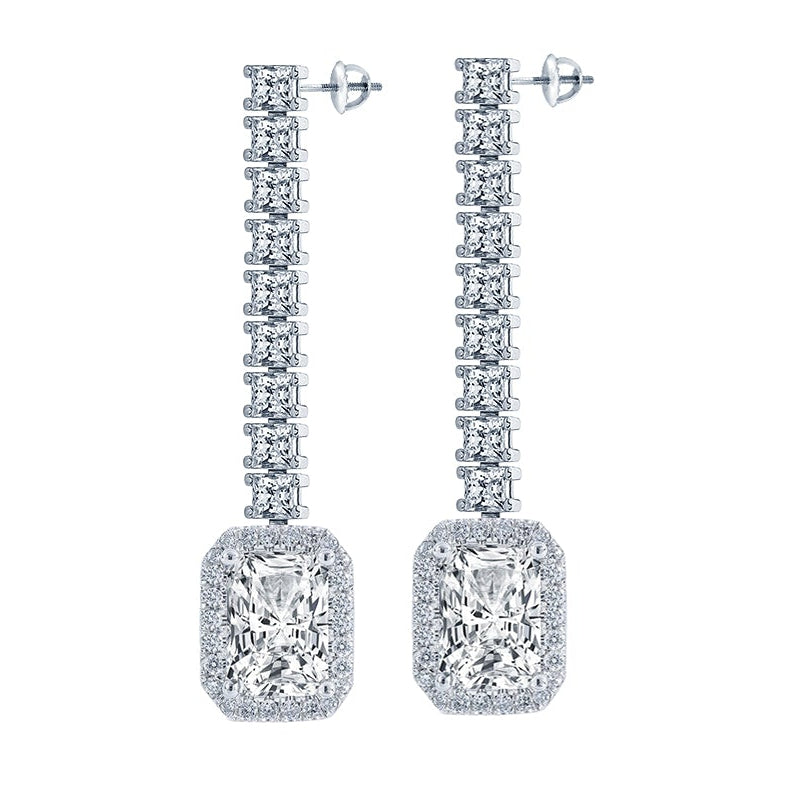 Radiant Diamond Dangle Earrings 1.25