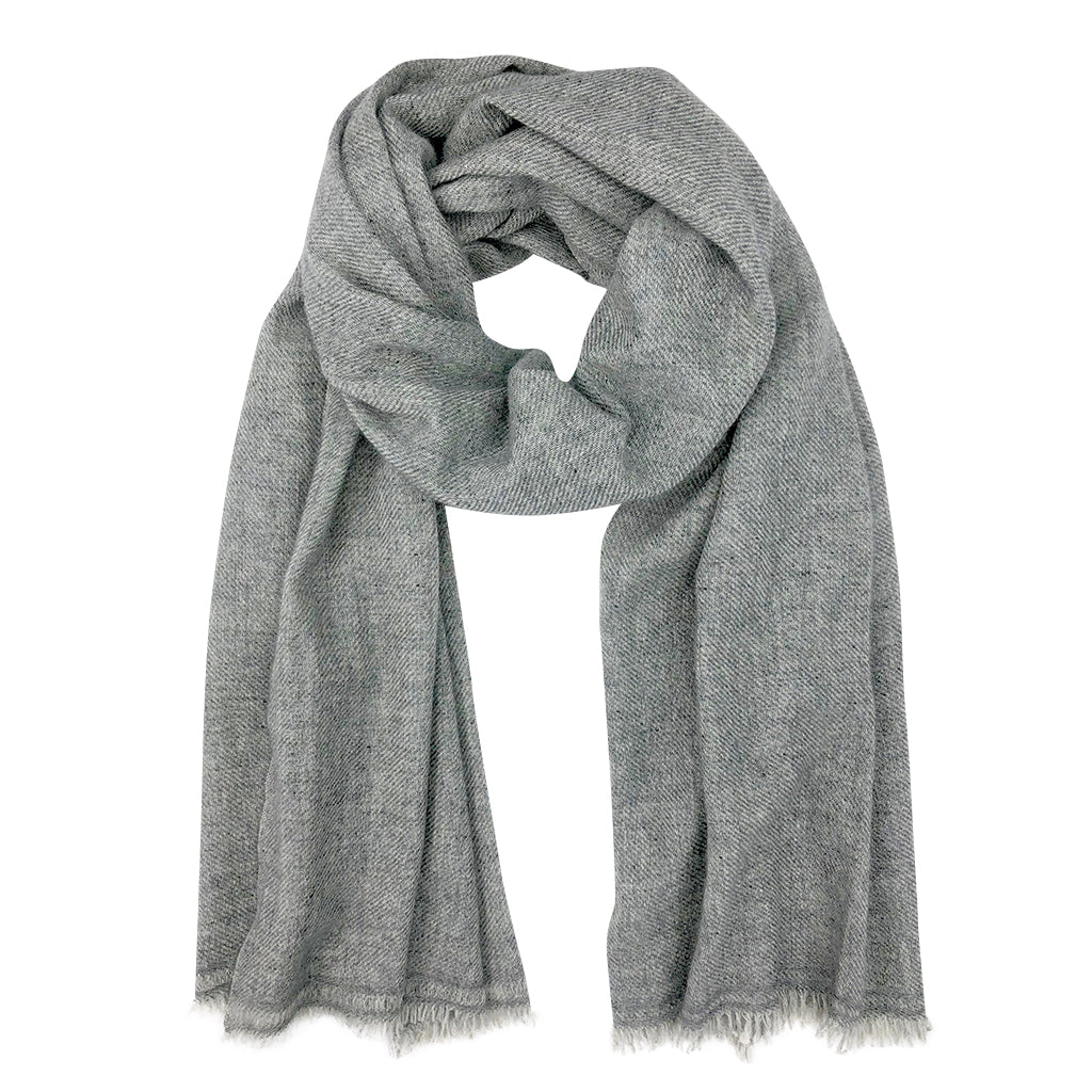 Gray Handloomed Cashmere Scarf