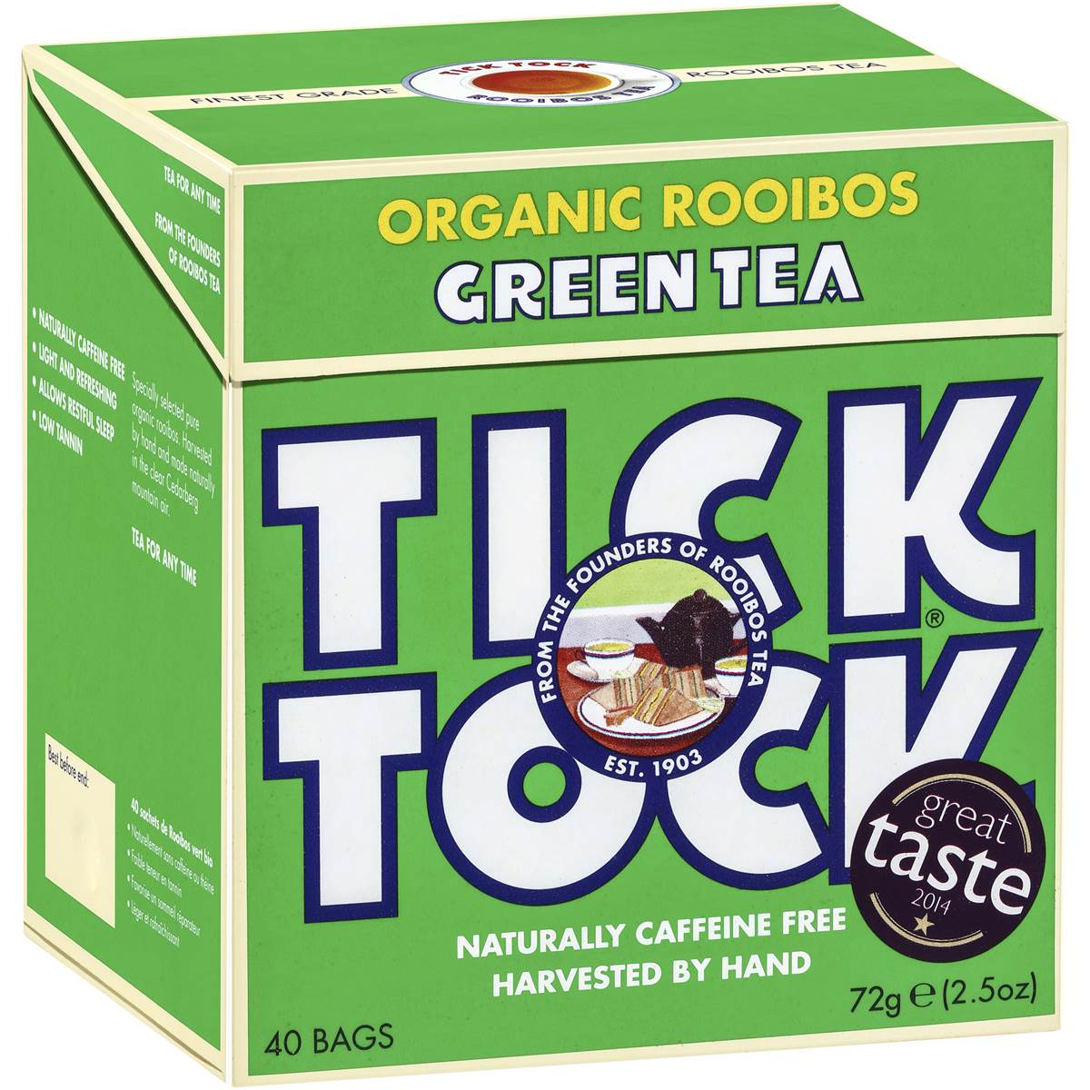 Tick Tock Rooibos Organic Green Tea - 40 Bags