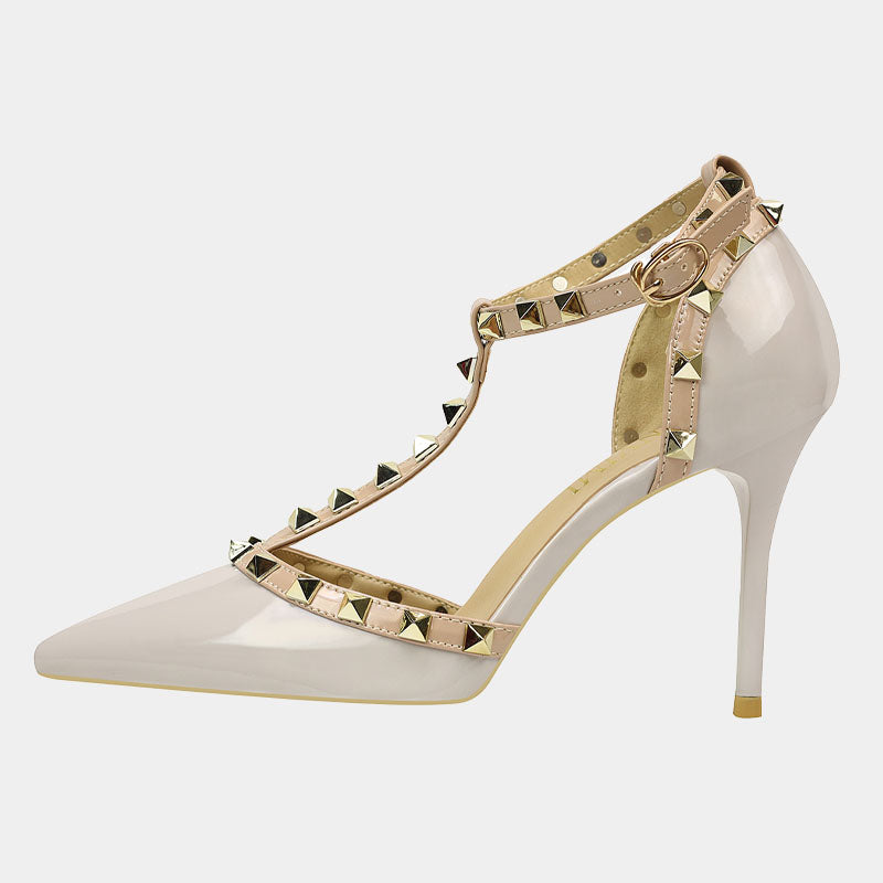 Jasmine Ankle Strap Rivet Pumps