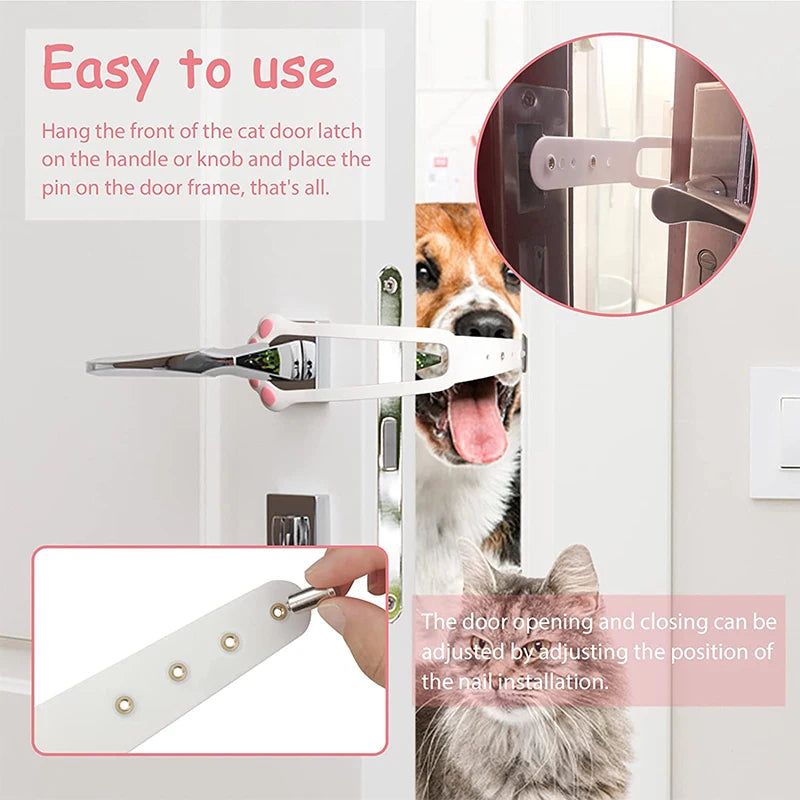 Cat Door Holder Latch Adjustable Cat Door Alternative to Keep Dogs Out of Cat Litter Boxes and Food Flex Latch Strap