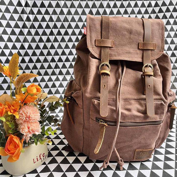 Casual Fashion Foreign Trade School Bag Men's and Women's Retro Canvas Backpack Laptop Rucksack