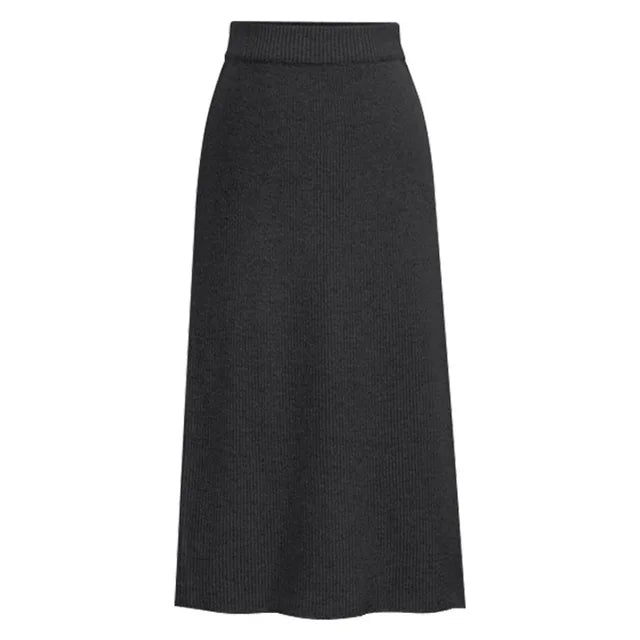 Oversized Women Knitted Skirt Autumn Winter Elastic High Waist Slim Back Open-Forked Plus Size Wool Sweater Skirts S-6XL