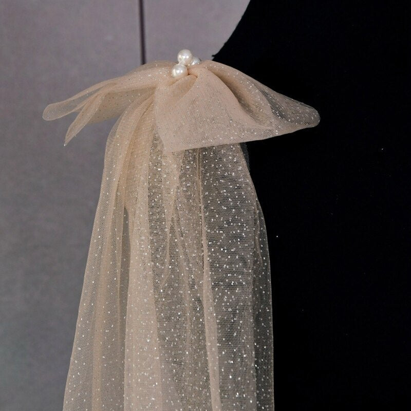 Sparking Bridal Wings Veil with Bow