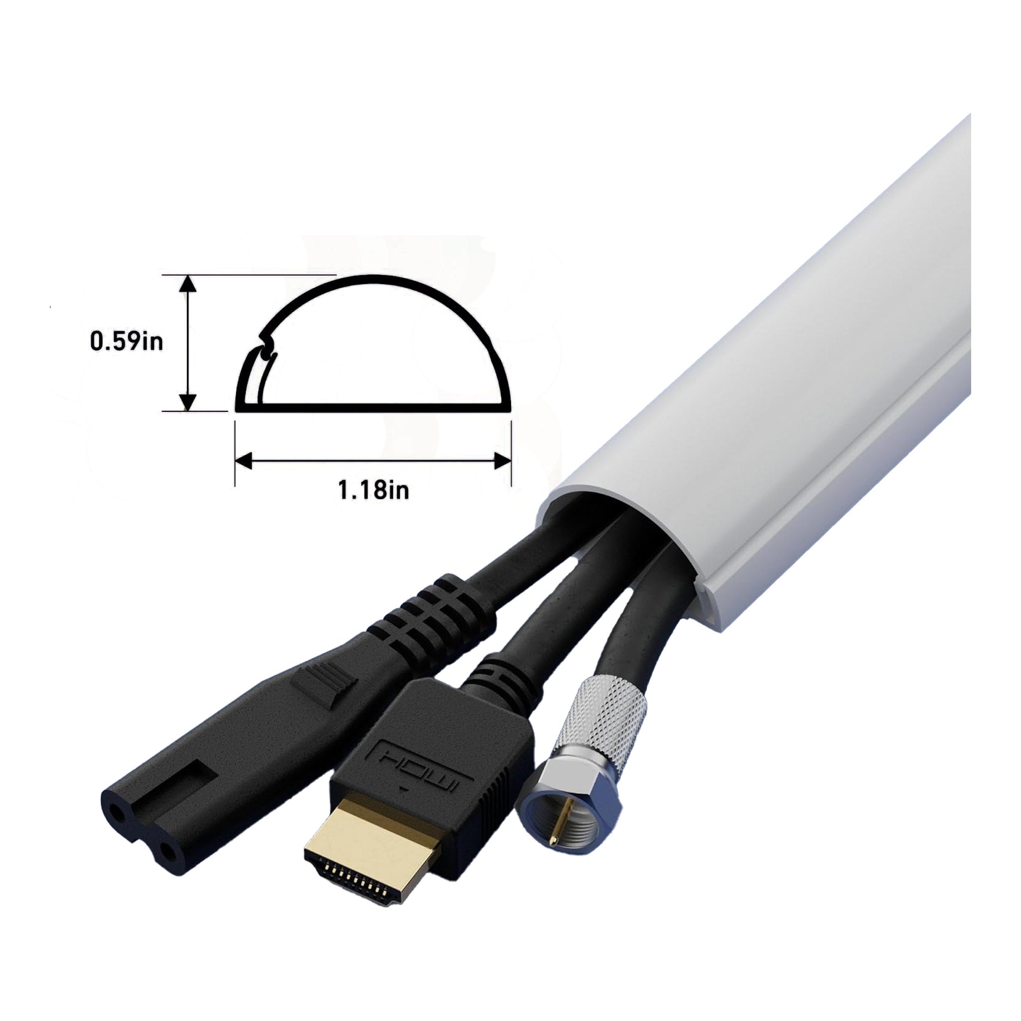 D-Line US/D23015W 6.56ft Half Round Mini Cable Raceway - White