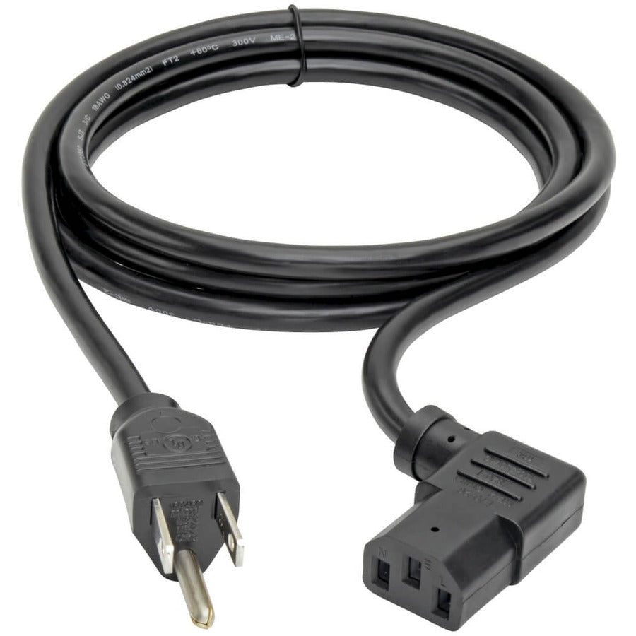 Tripp Lite P006-006-13RA 6ft 18AWG 10A 125V Black NEMA 5-15P to C13 Right-Angle Computer Power Cord