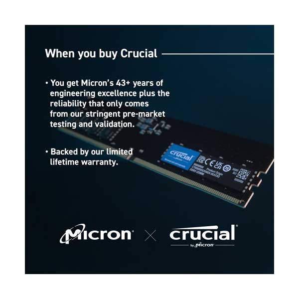 Crucial 16GDDR5-4800 CT16G48C40U5T 16GB DDR5 4800MHz UDIMM Memory Module