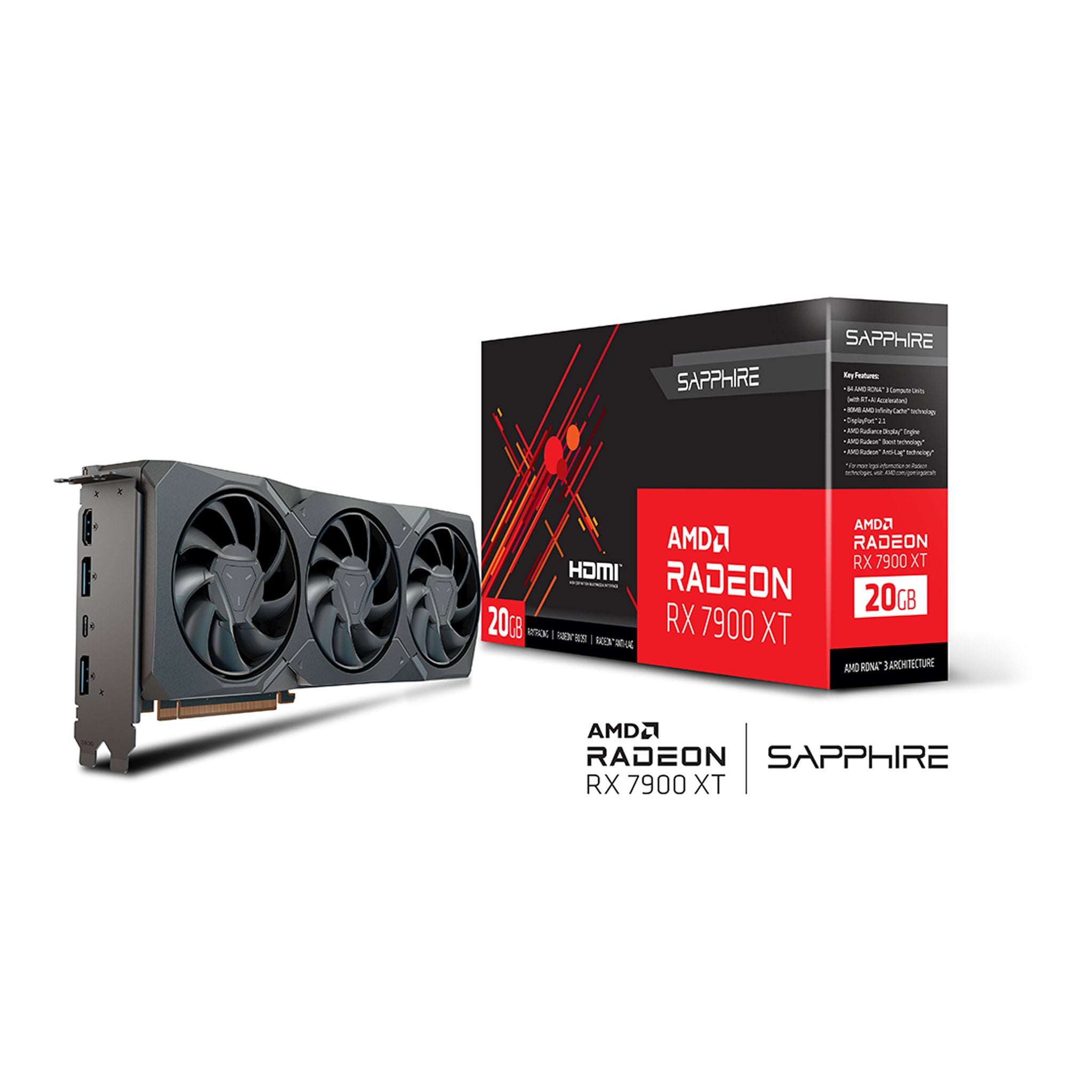 Sapphire 21323-01-20G AMD Radeon RX 7900 XT Gaming Graphics Card with 20GB GDDR6