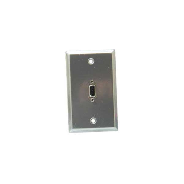 Metallic Gray - Stainless Steel Wall Plate with VGA (HD15) Feed-Thru Jack