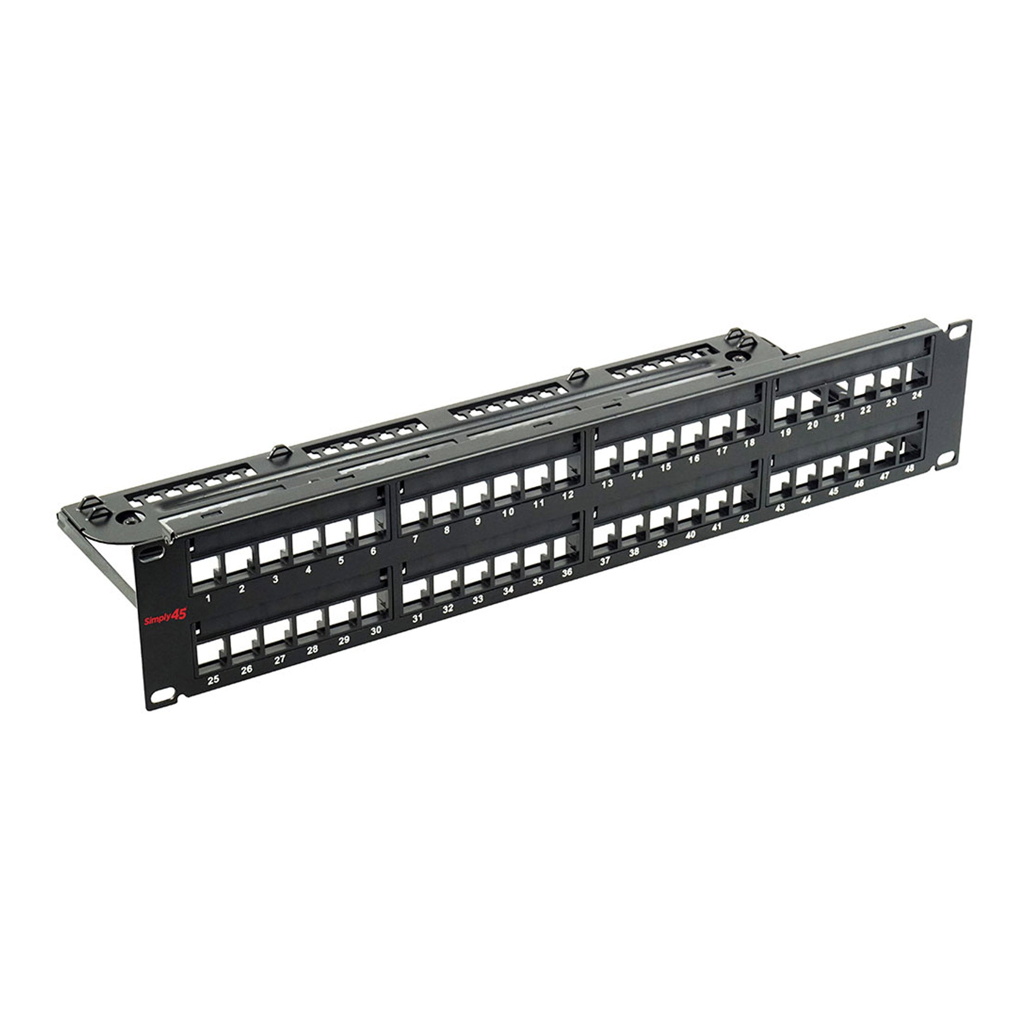 Simply45 S45-2048U 48-Port 2RU Unloaded UTP Keystone Patch Panel