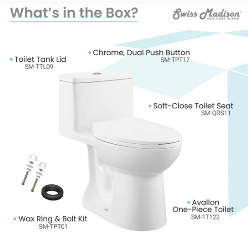 Swiss Madison Avallon One-Piece Elongated Toilet Dual-Flush 1.1/1.6 gpf - SM-1T122