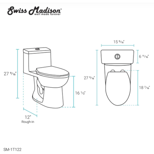 Swiss Madison Avallon One-Piece Elongated Toilet Dual-Flush 1.1/1.6 gpf - SM-1T122