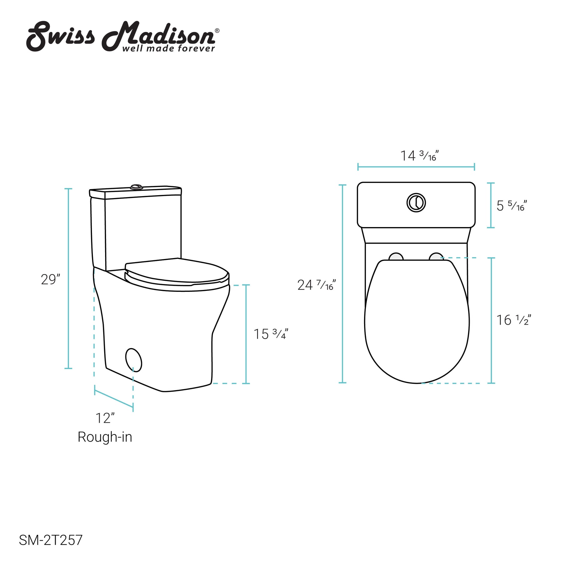 Swiss Madison Sublime II Two-Piece Round Toilet Dual-Flush 0.8/1.28 gpf - SM-2T257