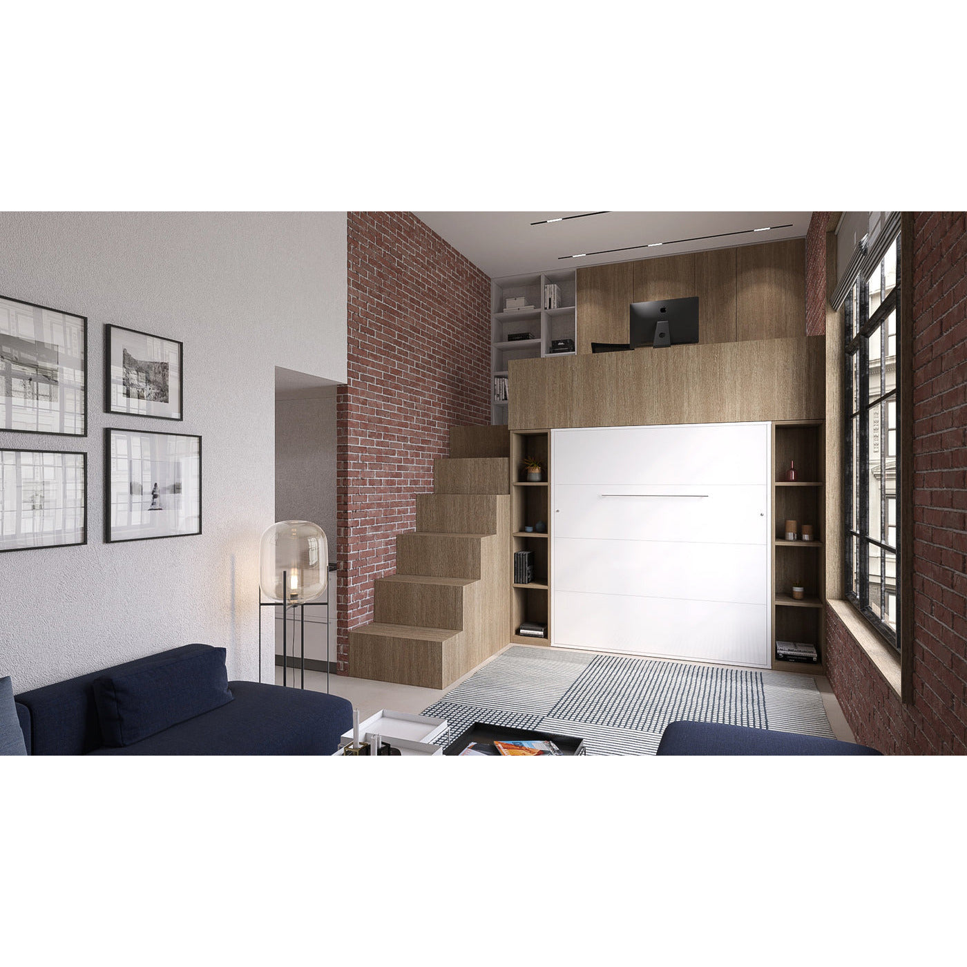 Maxima House Invento Murphy Bed Vertical Wall Bed European King Size with LED and Mattress Included IN-22