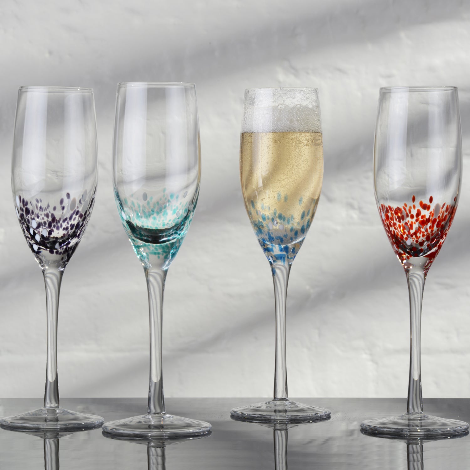 Anton Studio Designs Speckle Champagne Flutes, Set of 4
