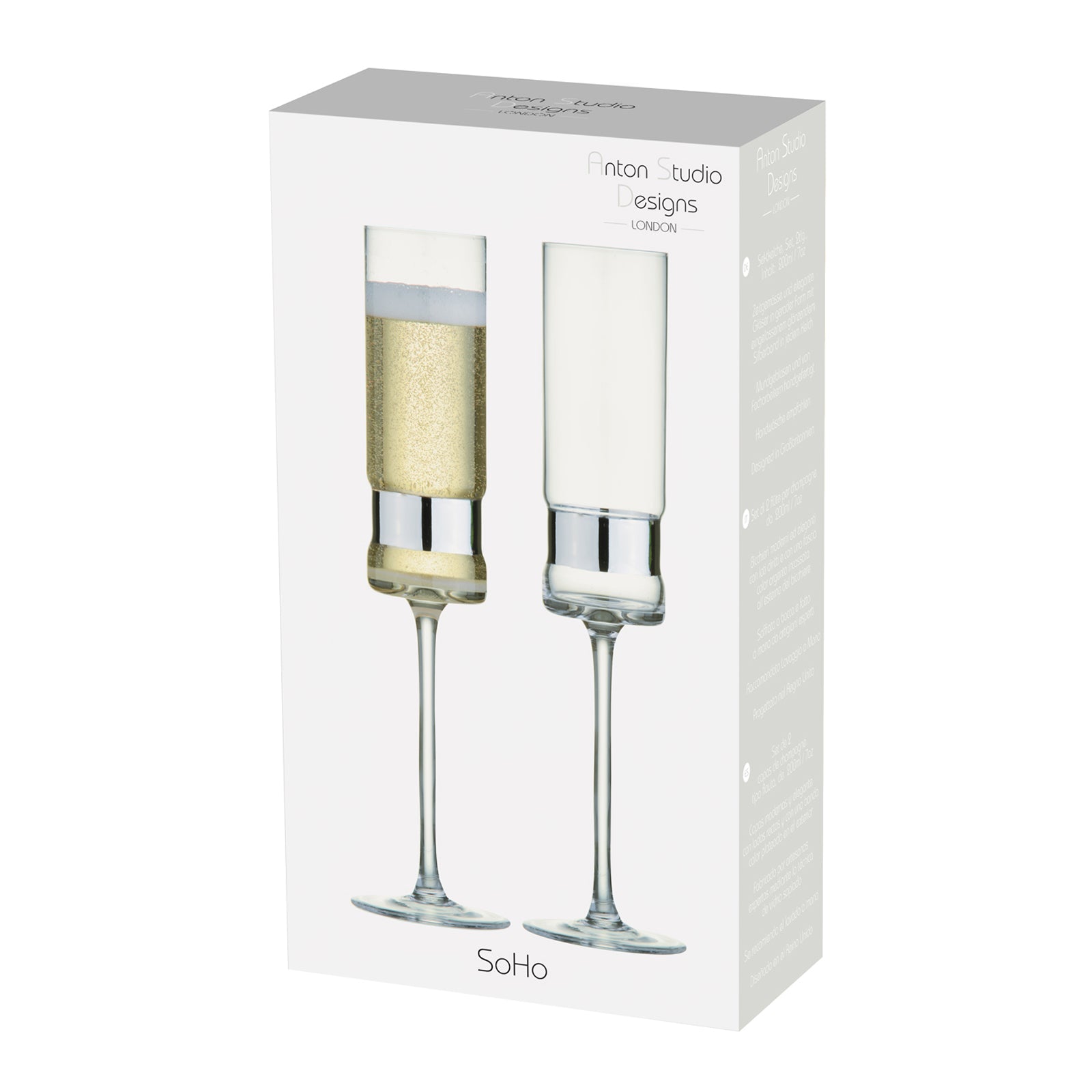 Anton Studio Designs SoHo Silver Champagne Flutes, Set of 2