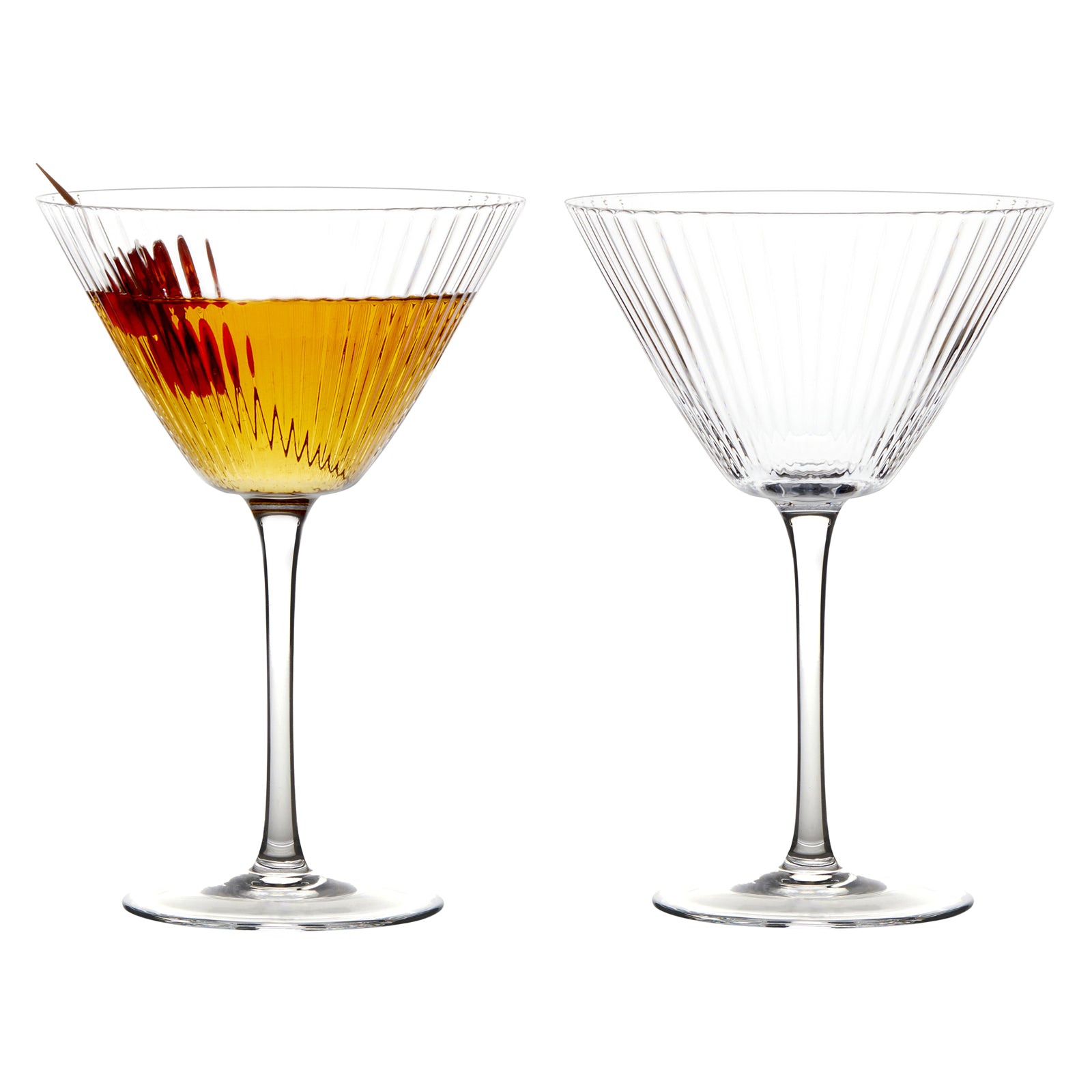 Anton Studio Designs Empire Clear Ribbed Cocktail Glasses, Set of 2