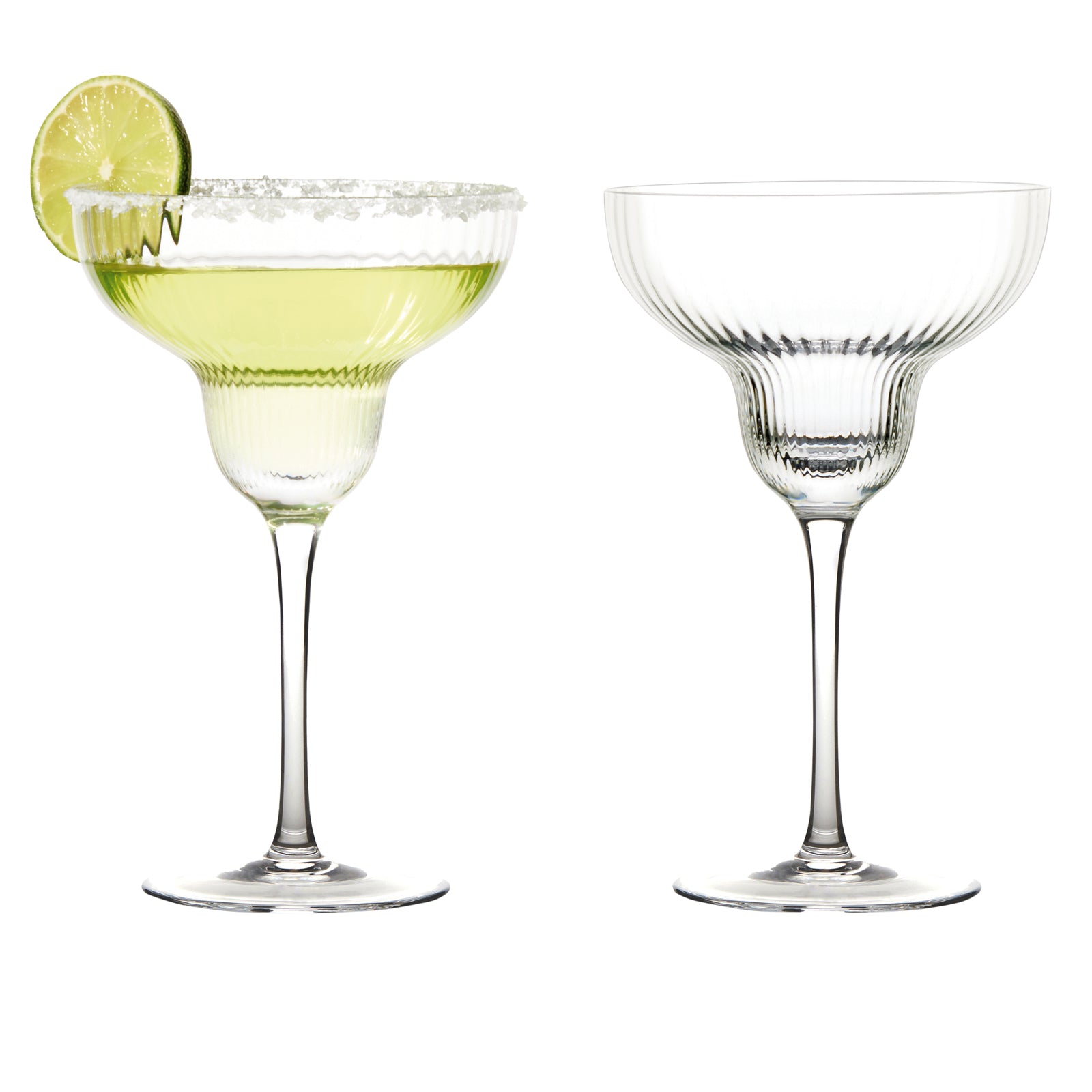 Anton Studio Designs Empire Clear Ribbed Margarita Glasses, Set of 2