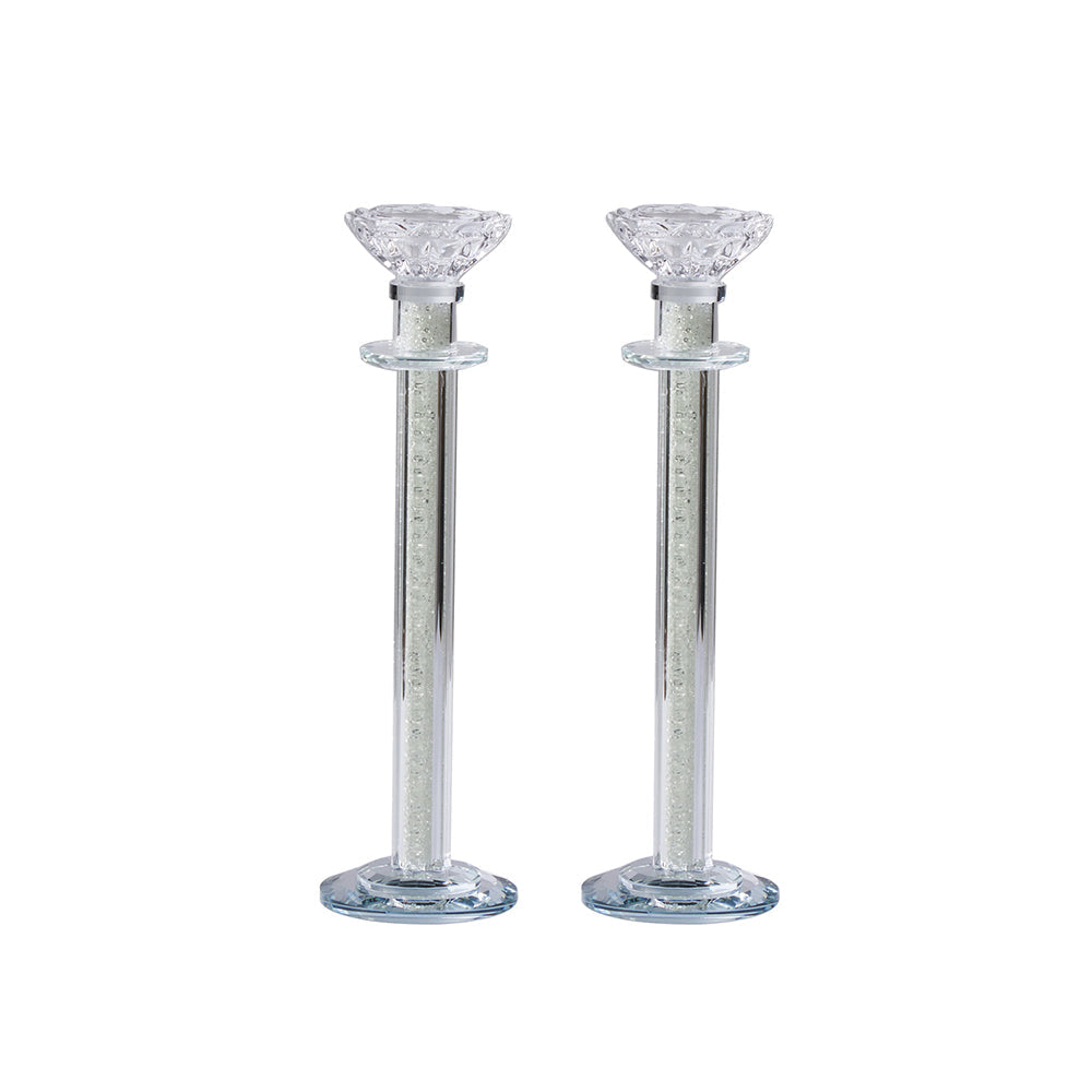 Caesarea Crystal Candlesticks with Crushed Stones, Set of 2