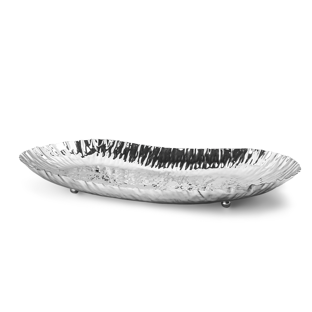 Caesarea Stainless Steel Hammered Design Oval Platter