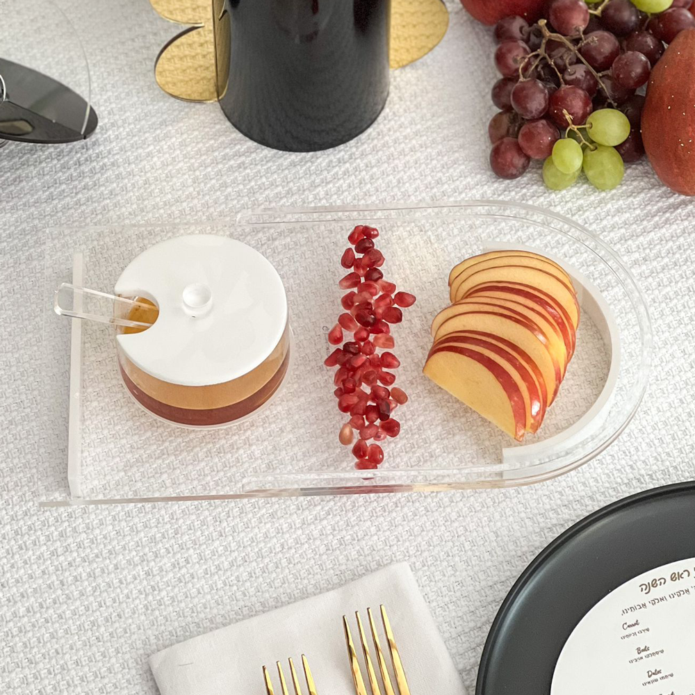 Caesarea Lucite Honey Dish with Tray